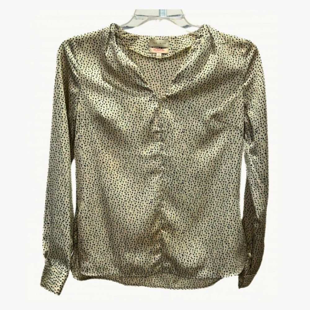 The Limited Scandal Collection V Neck Cream Polyester Long Sleeve Womens Sz S